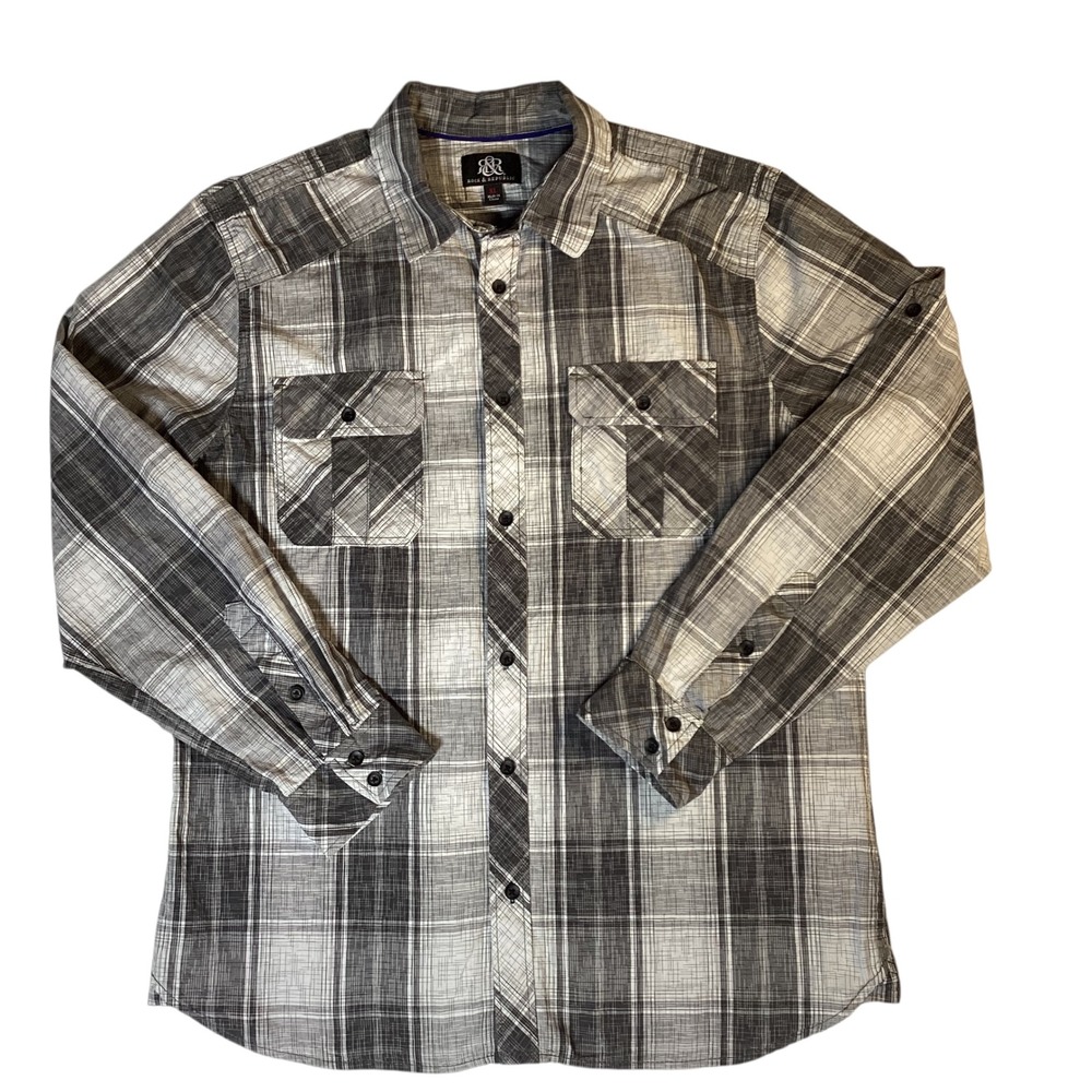 Rock & Republic Size XL Cotton Plaid Western Button Up Grunge Skater Indie